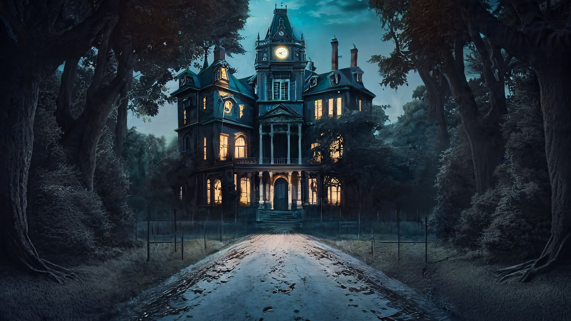 haunted house background